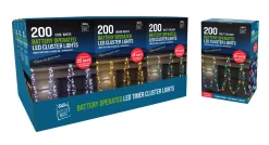 Battery Operated Lights></noscript>Christmas World 200 Led Battery Cluster Lights