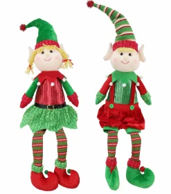 Elf'S Galore>Christmas World Boy Or Girl Sitting Elf With Dangly Legs Asst (70Cm) - Boy