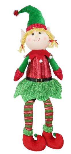 Elf'S Galore></noscript>Christmas World Boy Or Girl Sitting Elf With Dangly Legs Asst (70Cm) - Boy