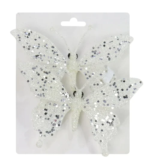 Pretty In Pink & Rose Gold>Christmas World Clip On Sequin Butterfly (2Pk)