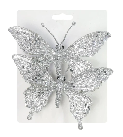 Pretty In Pink & Rose Gold>Christmas World Clip On Sequin Butterfly (2Pk)