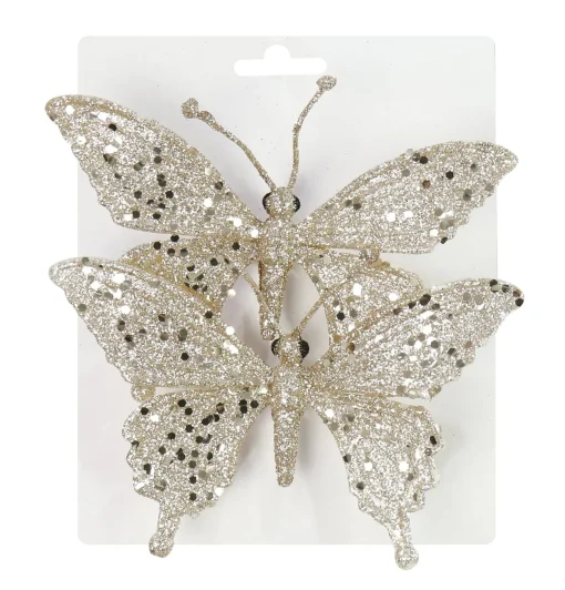 Pretty In Pink & Rose Gold>Christmas World Clip On Sequin Butterfly (2Pk)