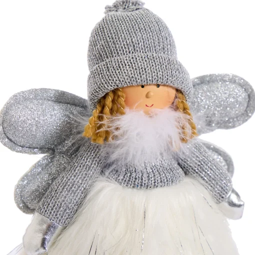 Magical Winter Wonderland>Christmas World Fabric Angel With Fluffy Dress (36Cm)
