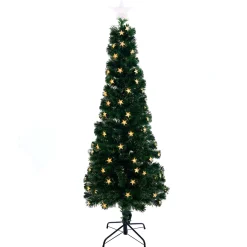 Fibre Optic Trees>Christmas World Fibre Optic Tree With 3D Stars Led Warm White (1.8M)