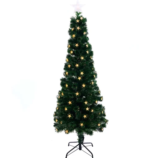 Fibre Optic Trees>Christmas World Fibre Optic Tree With 3D Stars Led Warm White (1.8M)
