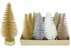 Magical Winter Wonderland>Christmas World Glitter Brush Tree Asst (20Cm)