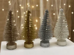 Magical Winter Wonderland>Christmas World Glitter Brush Tree Asst (20Cm)