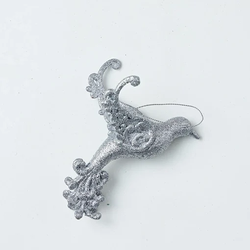 Hanging Decorations>Christmas World Glitter Hanging Decoration - Silver Dove