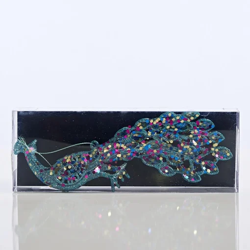 Magical Winter Wonderland>Christmas World Glitter Peacock Decoration