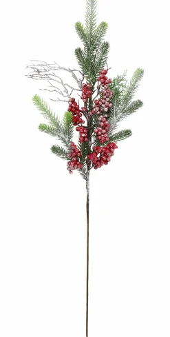 Pick & Berries></noscript>Christmas World Icy Glitter Foliage Berries Spray Asst (76Cm) - Red Berries
