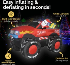 Inflatables>Christmas World Inflatable Santa And Monster Truck (2.1M)