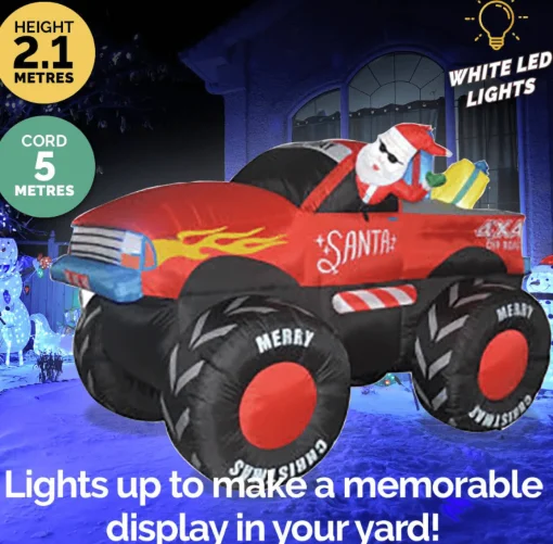 Inflatables>Christmas World Inflatable Santa And Monster Truck (2.1M)