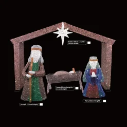 3D & 2D Displays>Christmas World Led 3D Glitter Thread Nativity (4Pc)