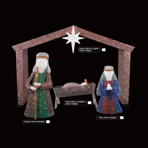 3D & 2D Displays>Christmas World Led 3D Glitter Thread Nativity (4Pc)