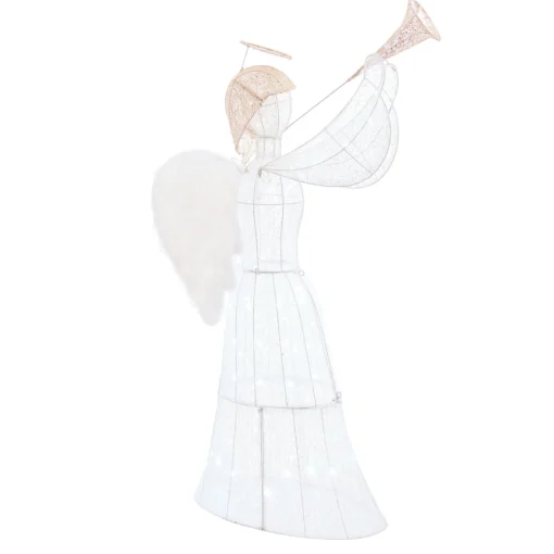 3D & 2D Displays>Christmas World Led Glitter Thread Angel With Trumpet
