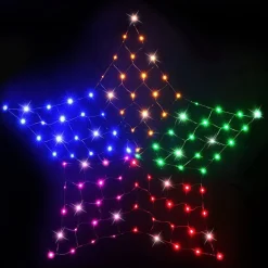 Solar Lights>Christmas World Led Solar Rainbow Star Net Light (150)