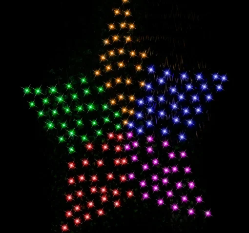 Solar Lights>Christmas World Led Solar Rainbow Star Net Light (150)