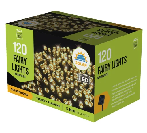 Solar Lights>Christmas World Led Solar Warm White Lights (5.95M)