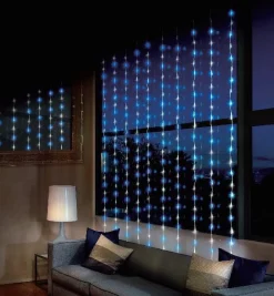 Curtain Lights>Christmas World Led White-Blue Waterfall Curtain (2X2M)