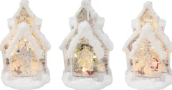 3D & 2D Displays>Christmas World Light Up House With Glitter Snow Asst (29Cm)
