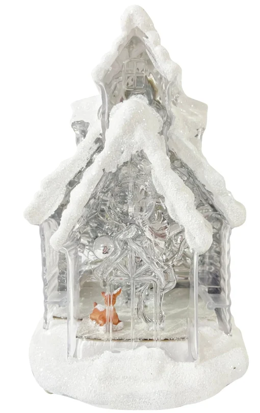 3D & 2D Displays>Christmas World Light Up House With Glitter Snow Asst (29Cm)