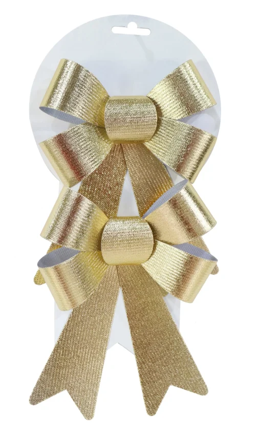 Traditional & Berry>Christmas World Medium Metallic Bow (2Pk)