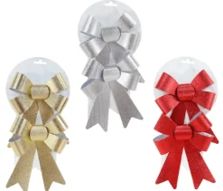 Wreaths, Garlands And Bows>Christmas World Medium Metallic Bow (2Pk)