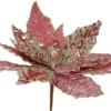 Pretty In Pink & Rose Gold>Christmas World Pink Luxury Metallic Poinsettia Pick