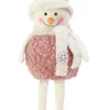 Pretty In Pink & Rose Gold>Christmas World Pink Shelf Sitting Snowman (45Cm)