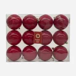 Baubles>Christmas World Red Baubles 12 Pack (8Cm)