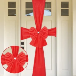 Wreaths, Garlands And Bows></noscript>Christmas World Red Door Bow With Sash
