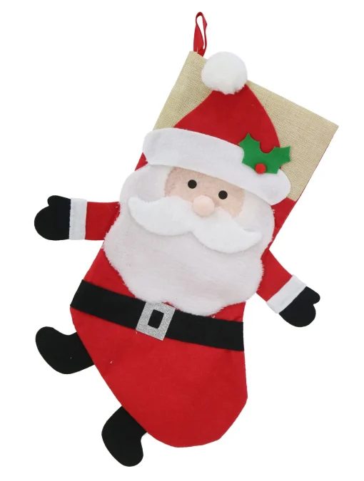 Traditional & Berry>Christmas World Santa Stocking Asst - Santa With Arms And Legs