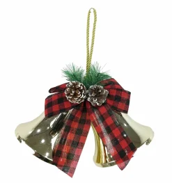 Hanging Decorations></noscript>Christmas World Shiny Twin Bells With Bow