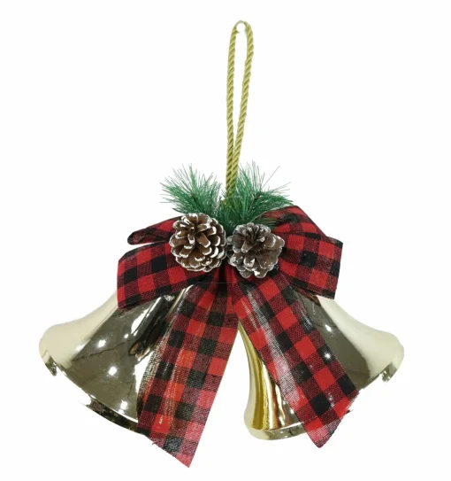 Hanging Decorations>Christmas World Shiny Twin Bells With Bow