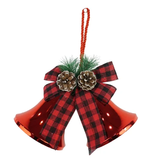 Hanging Decorations>Christmas World Shiny Twin Bells With Bow