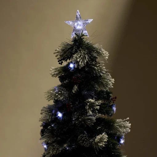 Fibre Optic Trees>Christmas World Snowy Fibre Optic Tree With Pinecones & Berries (1.8M)