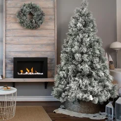 Artificial Trees></noscript>Christmas World Snowy Mountain Flocked Tree 8Ft (2.4M)