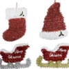 Tinsels>Christmas World Tinsel Christmas Plaque Asst - Christmas Stocking