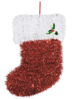 Tinsels>Christmas World Tinsel Christmas Plaque Asst - Christmas Stocking