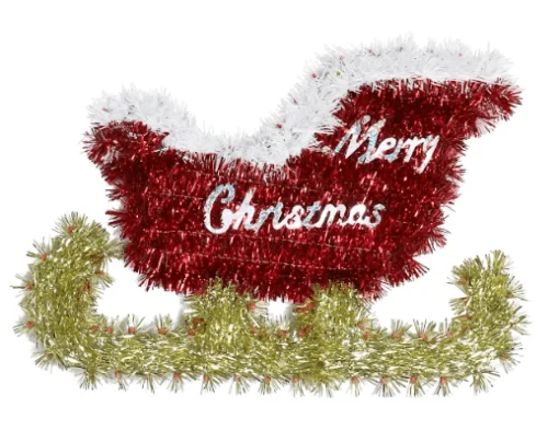 Tinsels>Christmas World Tinsel Christmas Plaque Asst - Christmas Stocking