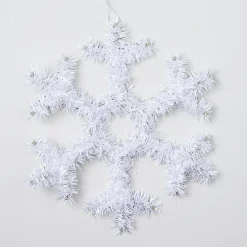 Tinsels></noscript>Christmas World Tinsel Snowflake Decoration - Blue