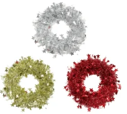 Tinsels>Christmas World Tinsel Starry Wreath Asst (28Cm)