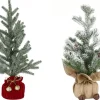 Potted & Table Top Trees>Christmas World Tree In Potted Sack With Nutbells Asst (42/45Cm) - Burlap Sack