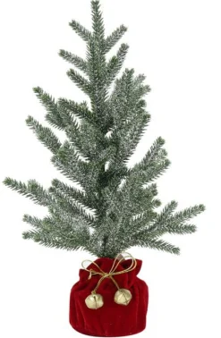 Potted & Table Top Trees>Christmas World Tree In Potted Sack With Nutbells Asst (42/45Cm) - Burlap Sack