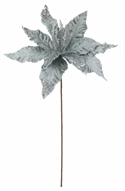 Pick & Berries></noscript>Christmas World Velvet Poinsettia Stem With Sequins Asst (58Cm)