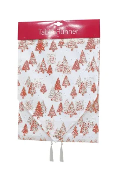 Touch Of Elegance></noscript>Christmas World White Foil Runner Asst (180Cm) - Gold Trees
