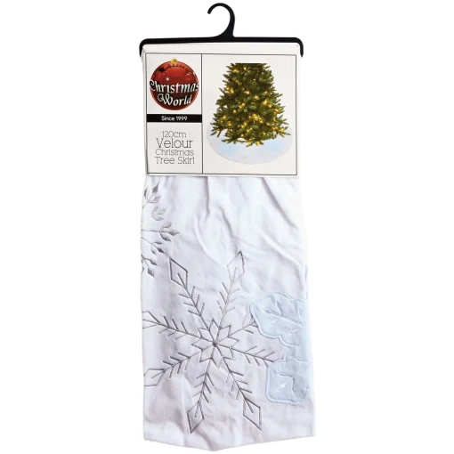 Tree Accessories>Christmas World White Snowflake Embroidered Tree Skirt (120Cm)